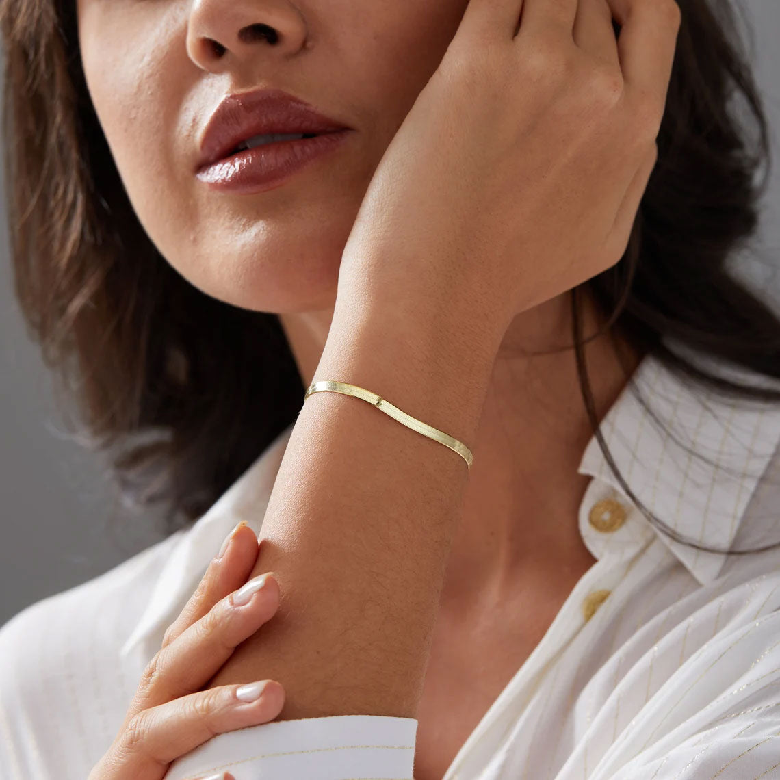 Herringbone Chain Bracelet In Silver