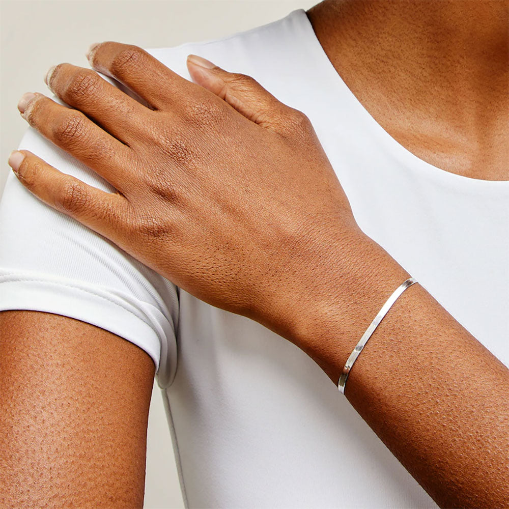 Herringbone Chain Bracelet In Silver