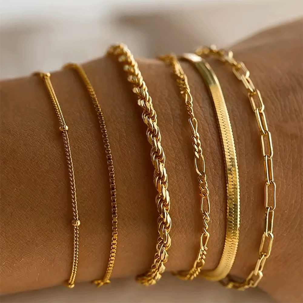 Dainty Stacking Bracelet 6 piece Set