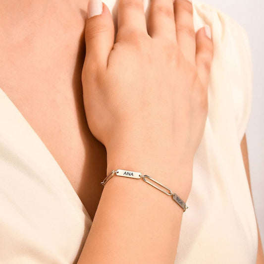 Paperclip 2 Bar Bracelet in Silver