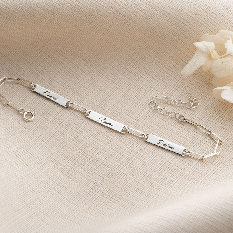 Personalized Paperclip 3 Bar Bracelet