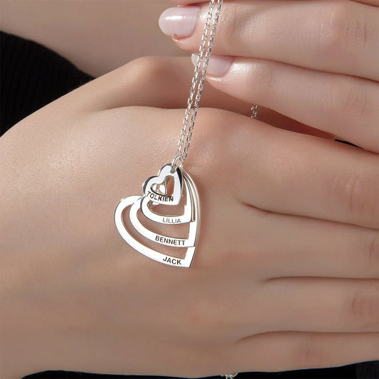 Stacking Heart Charm Necklace in Silver