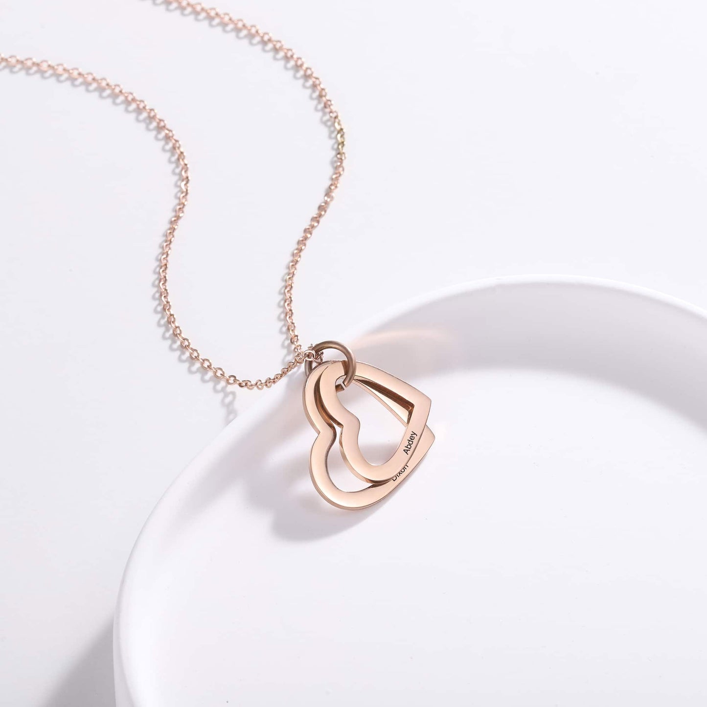 Stacking Heart Charm Necklace in Rose Gold