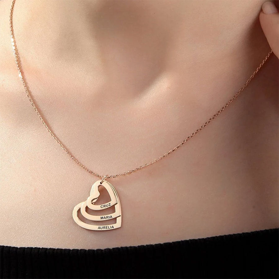 Stacking Heart Charm Necklace in Rose Gold