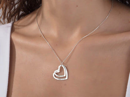 Stacking Heart Charm Necklace in Silver