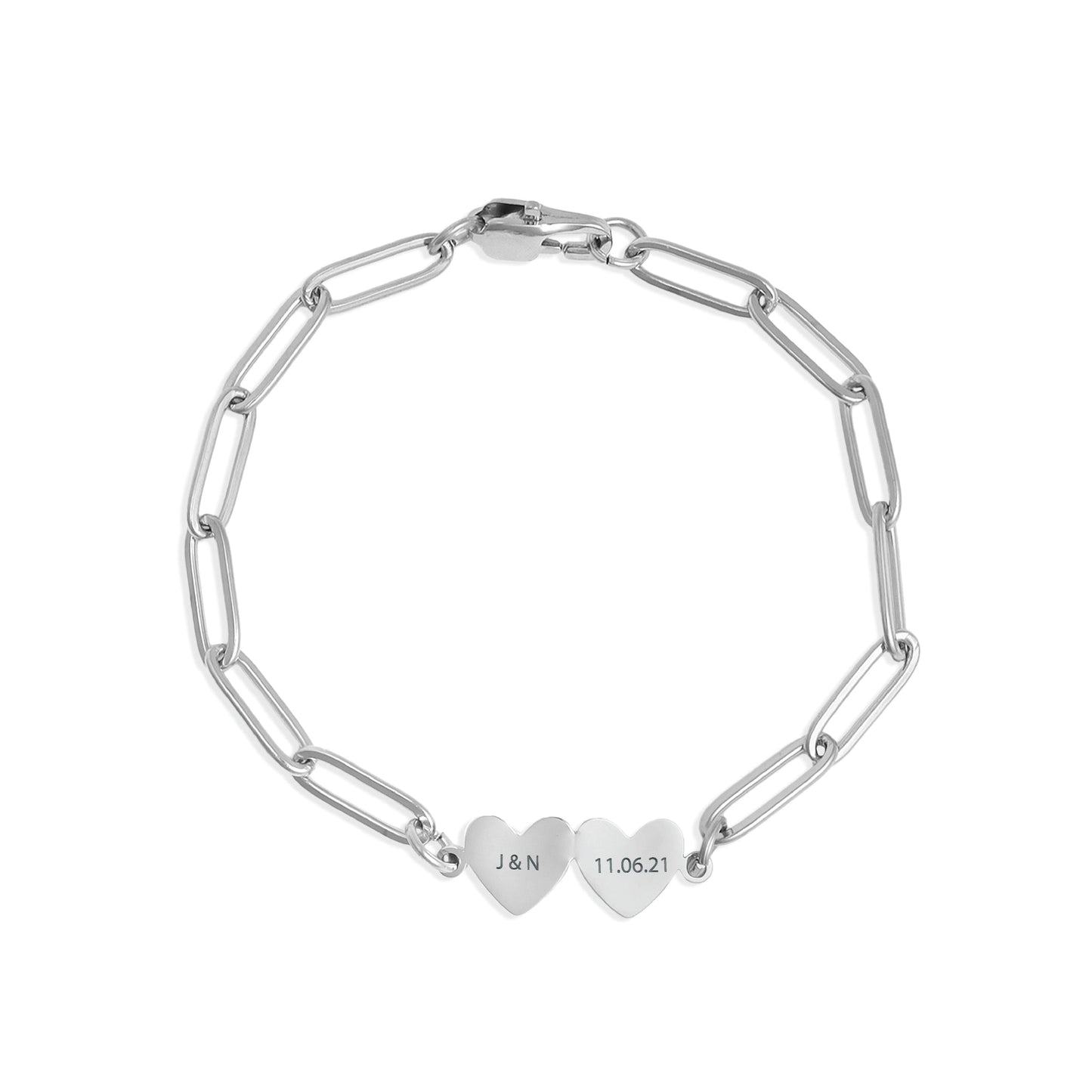 Paperclip Chain Heart Bracelet in Silver