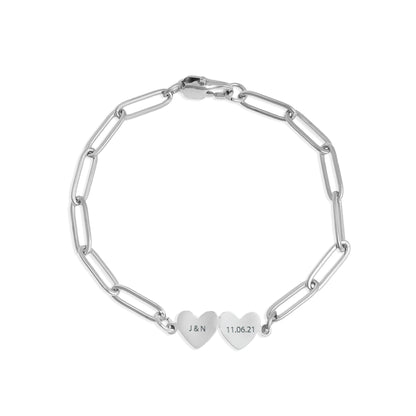 Paperclip Chain Heart Bracelet in Silver