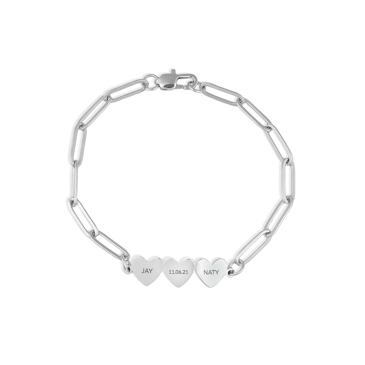 Paperclip Chain Heart Bracelet in Silver