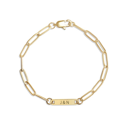 Paperclip Bar Bracelet in Gold
