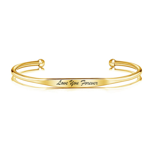 Personalized Thin Bangle Cuff Bracelet