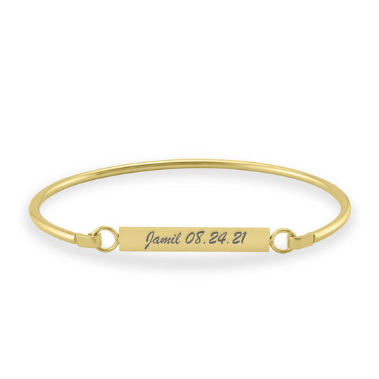 Personalized Bangle Bar Bracelet In Gold