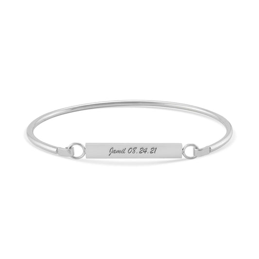 Personalized Bangle Bar Bracelet In Silver