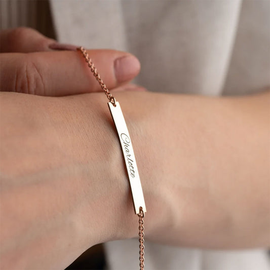 Personalized Bar Bracelet in Rose Gold