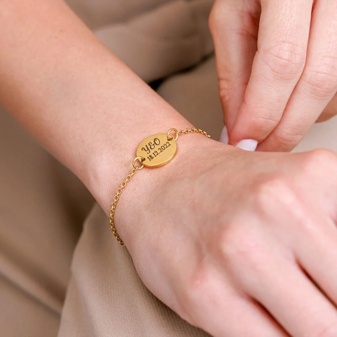 Personalized Coin Disc Bracelet