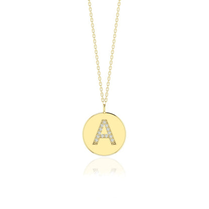 Minimalist Diamond Initial Disc Necklace