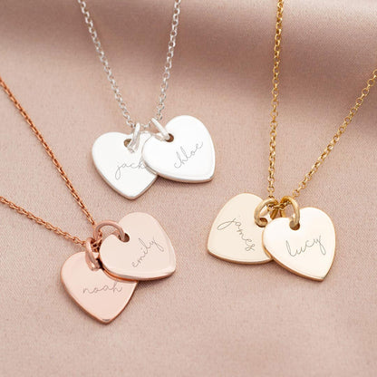 Double Heart Name Necklace