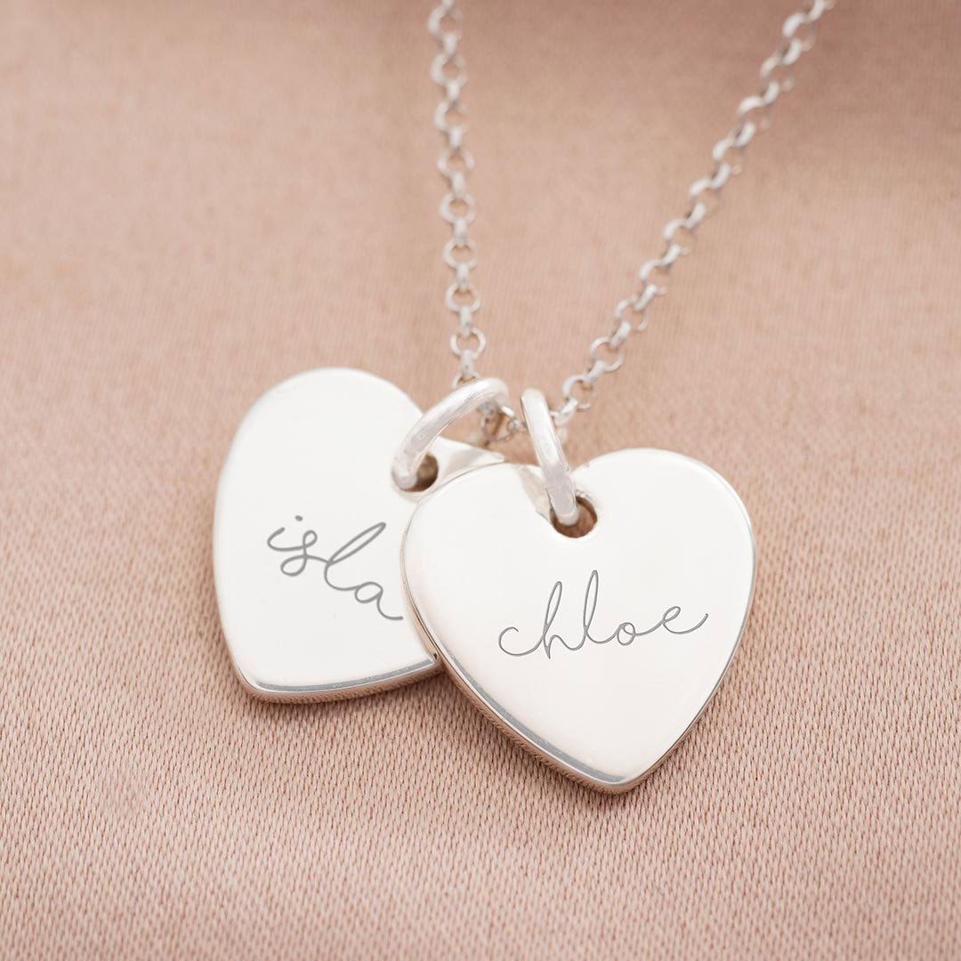 Double Heart Name Necklace