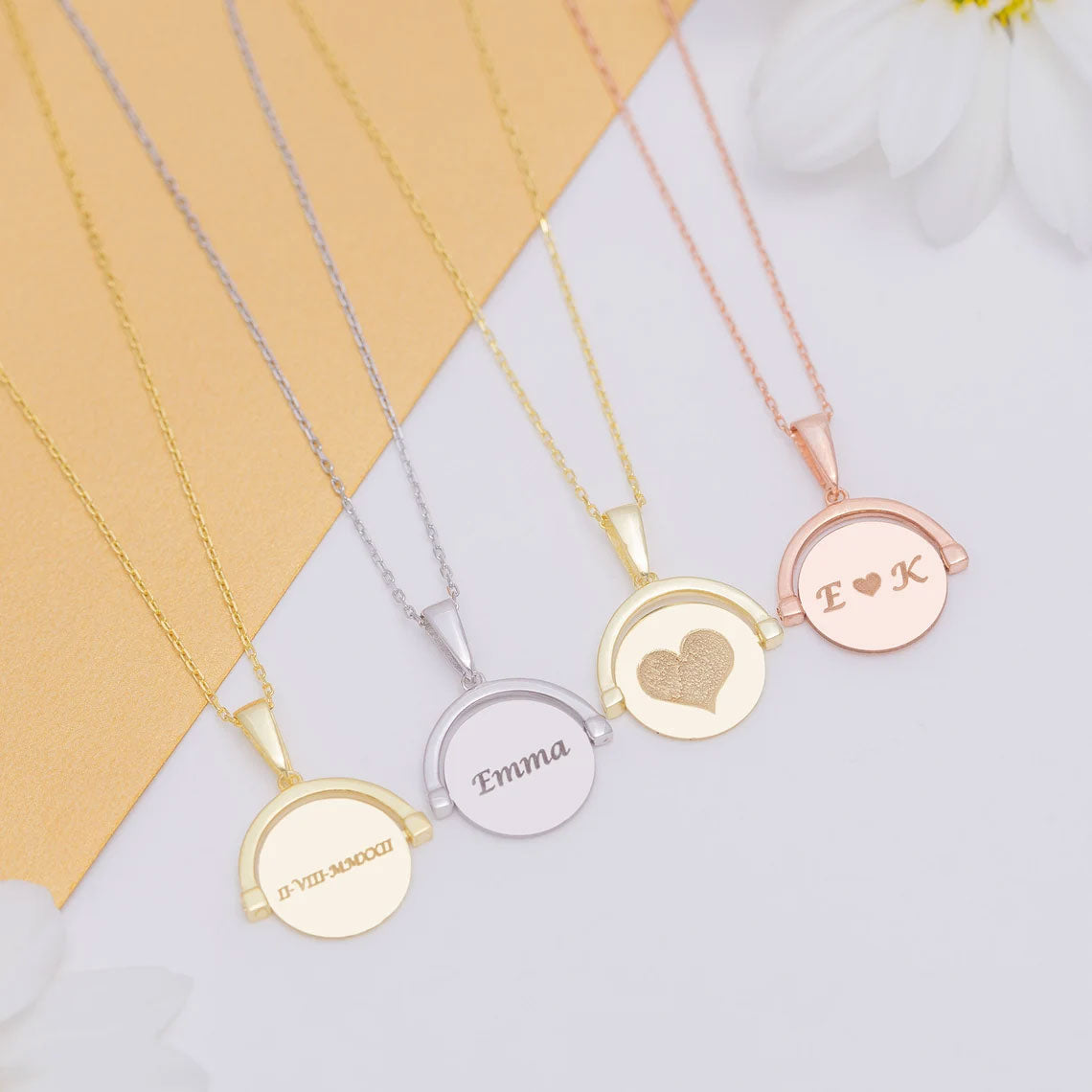 Personalized Double Sided Disc Necklace