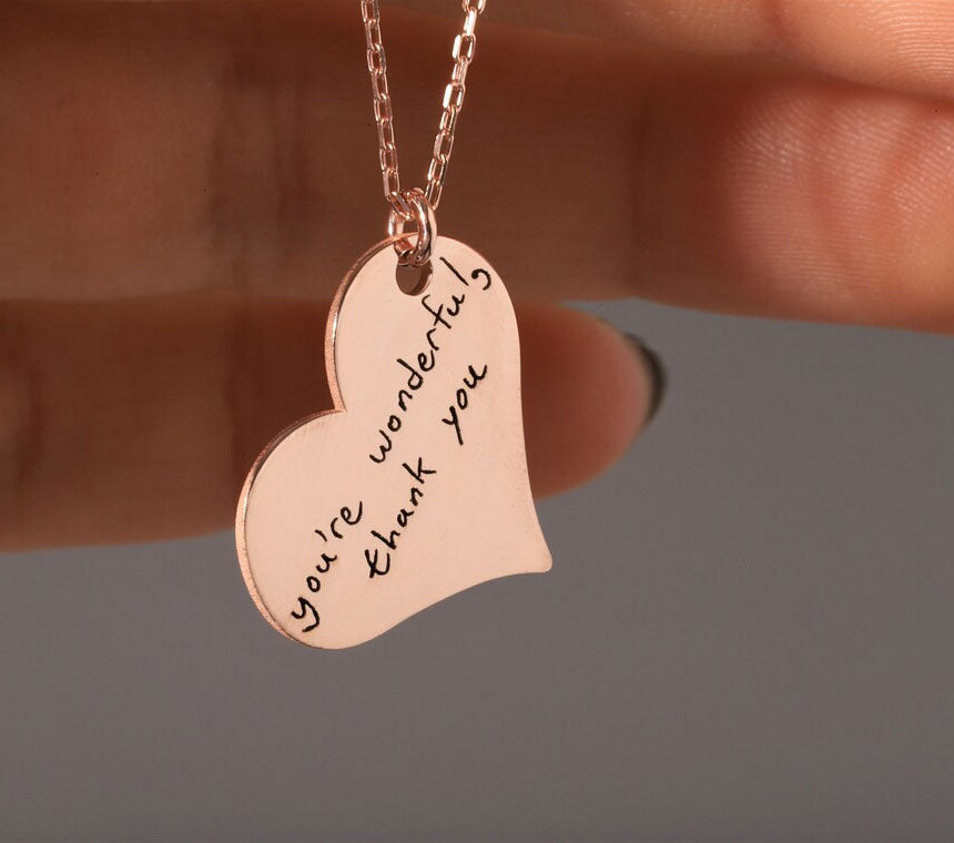 Handwriting Sideways Heart Necklace