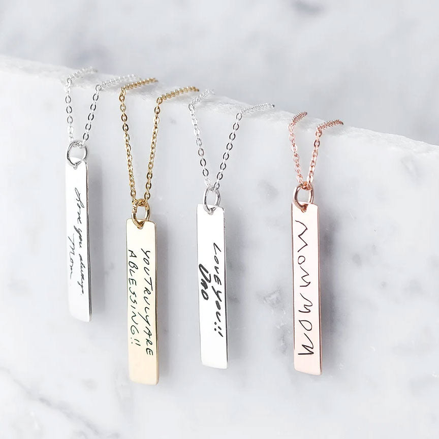 Handwriting Vertical Bar Necklace