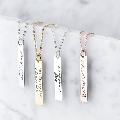 Handwriting Vertical Bar Necklace