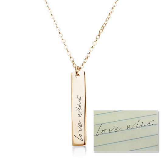 Handwriting Vertical Bar Necklace