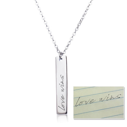 Handwriting Vertical Bar Necklace