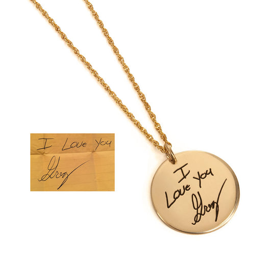 Handwriting Coin Disc Necklace