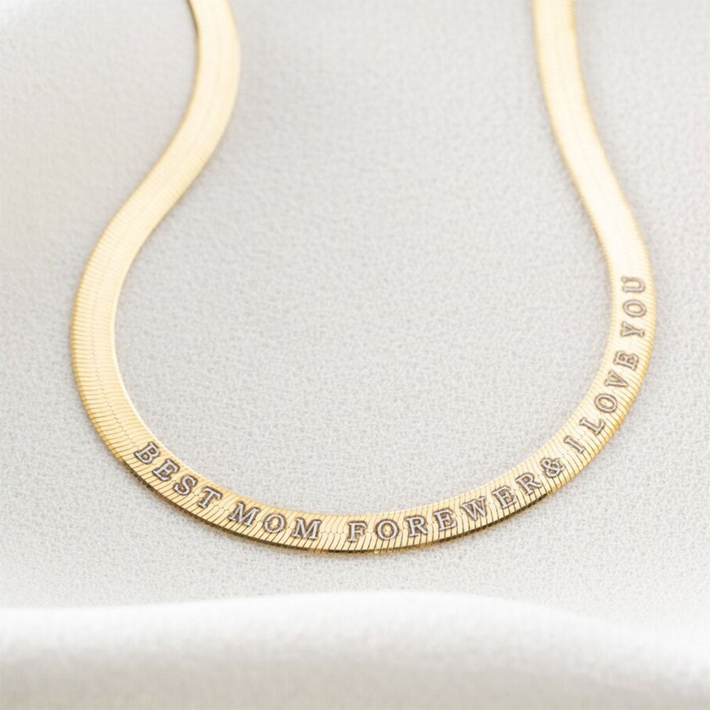 Personalized Herringbone Chain Necklace In Gold