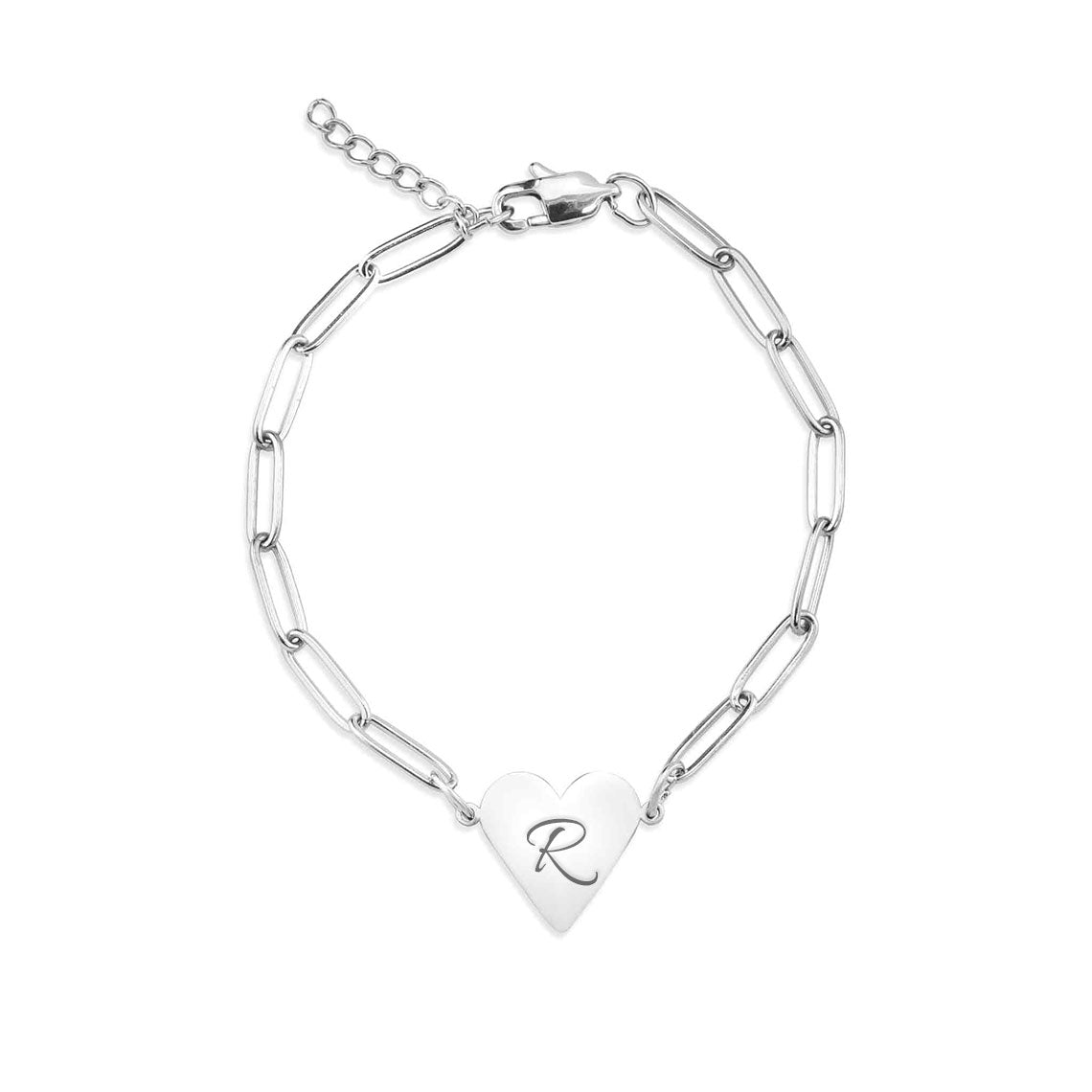 Initial Paperclip Heart Bracelet