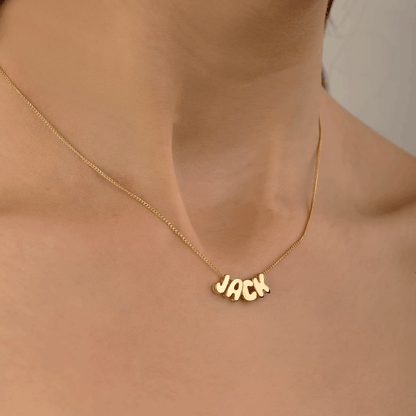 Bubble Name Necklace In Gold