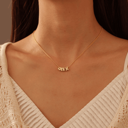 Bubble Name Necklace In Gold