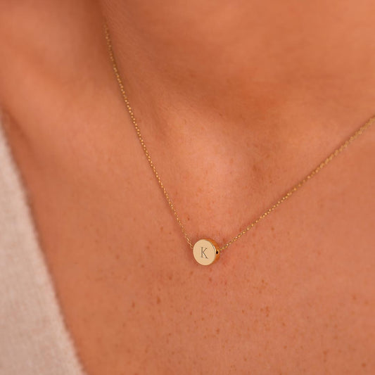 Mini Disc Initial Necklace