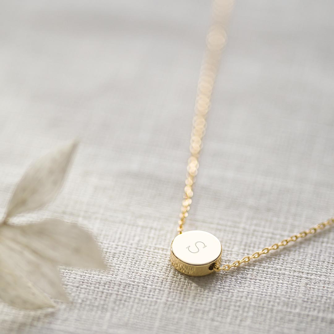 Mini Disc Initial Necklace