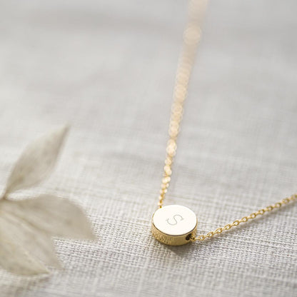 Mini Disc Initial Necklace