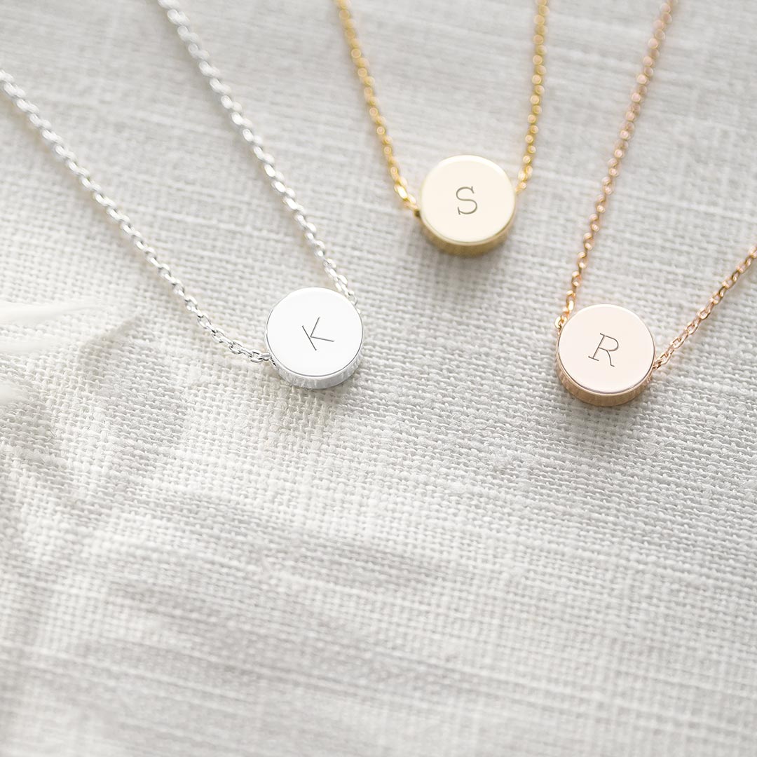 Mini Disc Initial Necklace