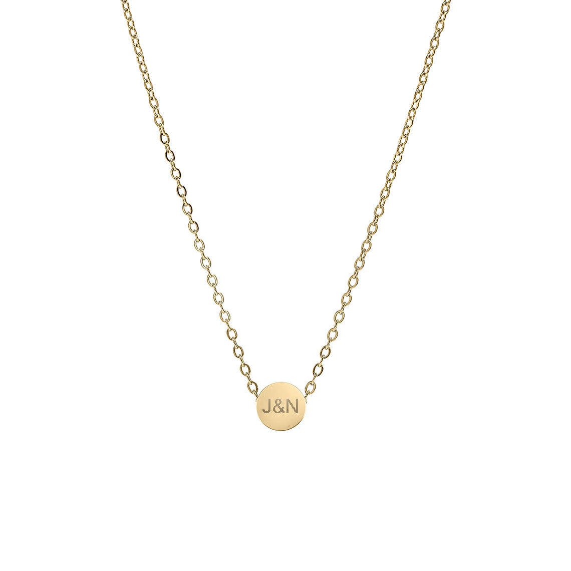 Minimal Personalized Small Disc Necklace in Gold