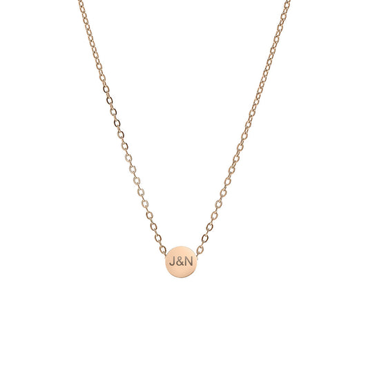 Minimal Personalized Small Disc Necklace in Rose Gold