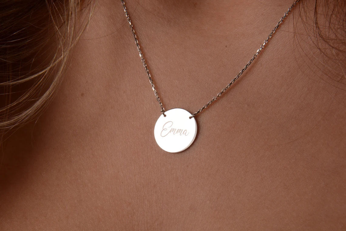 Minimal Personalized Small Disc Necklace in Gold