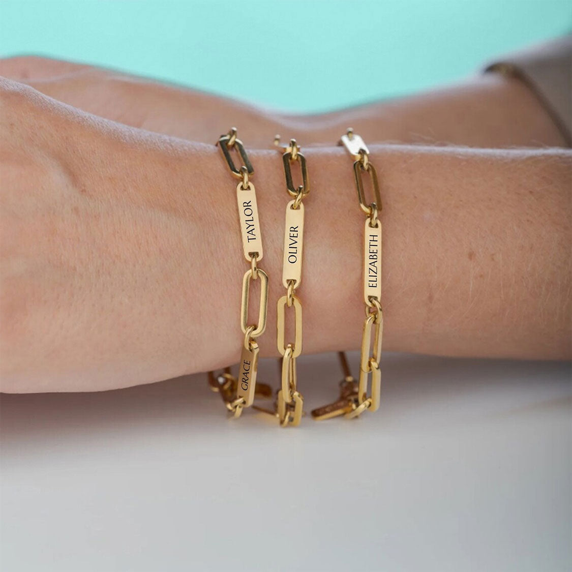 Paperclip 2 Bar Bracelet in Gold