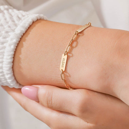 Paperclip 2 Bar Bracelet in Gold