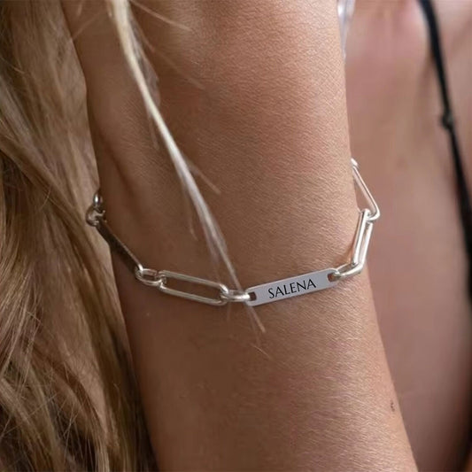 Paperclip Bar Bracelet in Silver