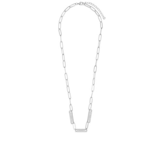 Paperclip Chain Personalized 3 Name Bar Necklace In Silver