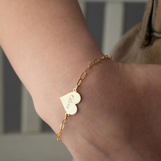 Paperclip Chain Heart Bracelet