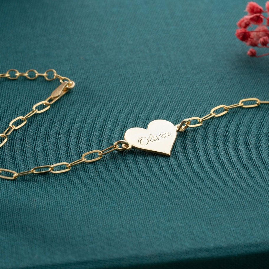 Paperclip Chain Heart Bracelet