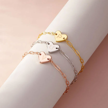 Paperclip Chain Heart Bracelet