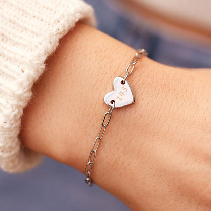 Paperclip Chain Heart Bracelet