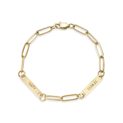 Paperclip 2 Bar Bracelet in Gold