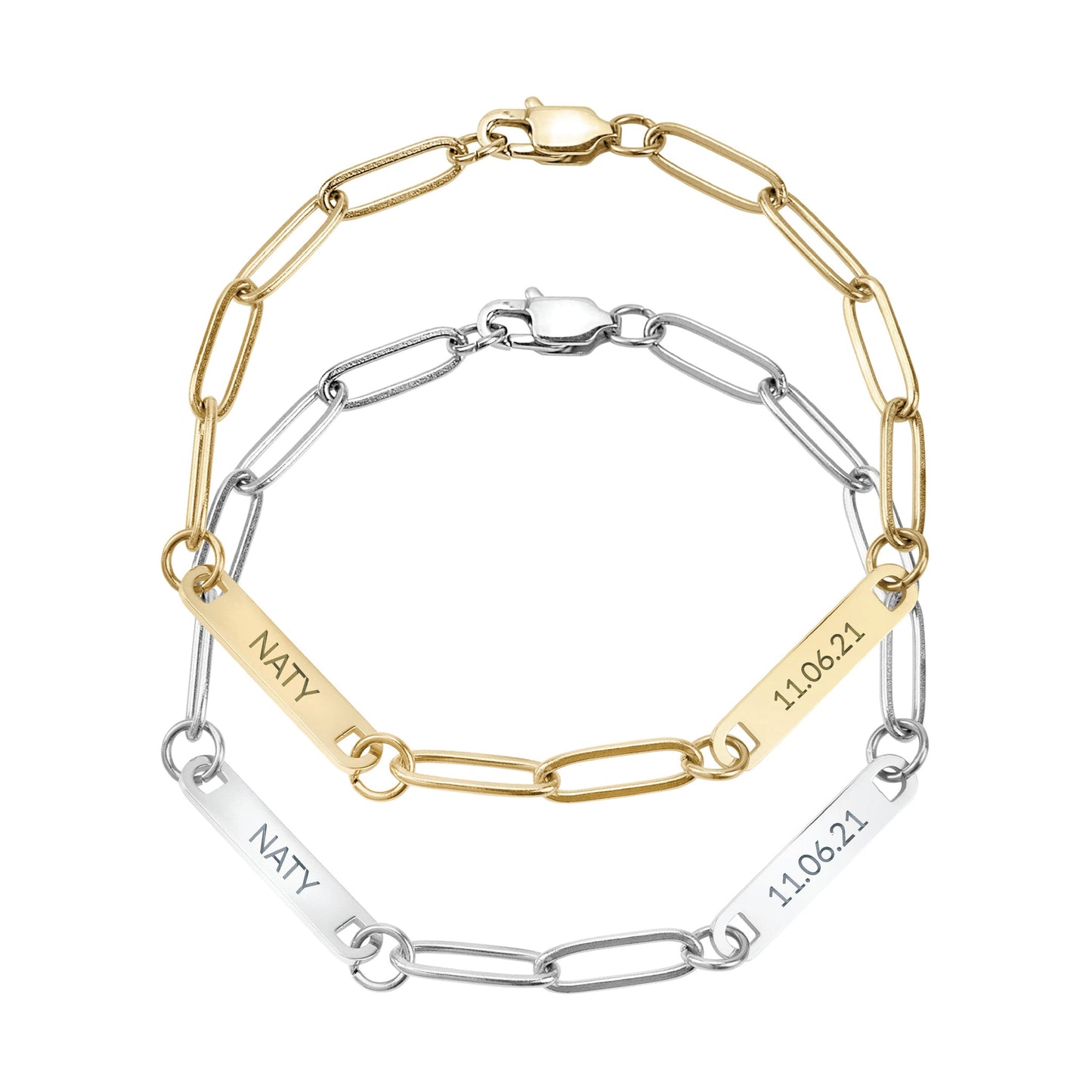 Paperclip 2 Bar Bracelet in Gold