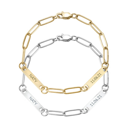 Paperclip 2 Bar Bracelet in Gold